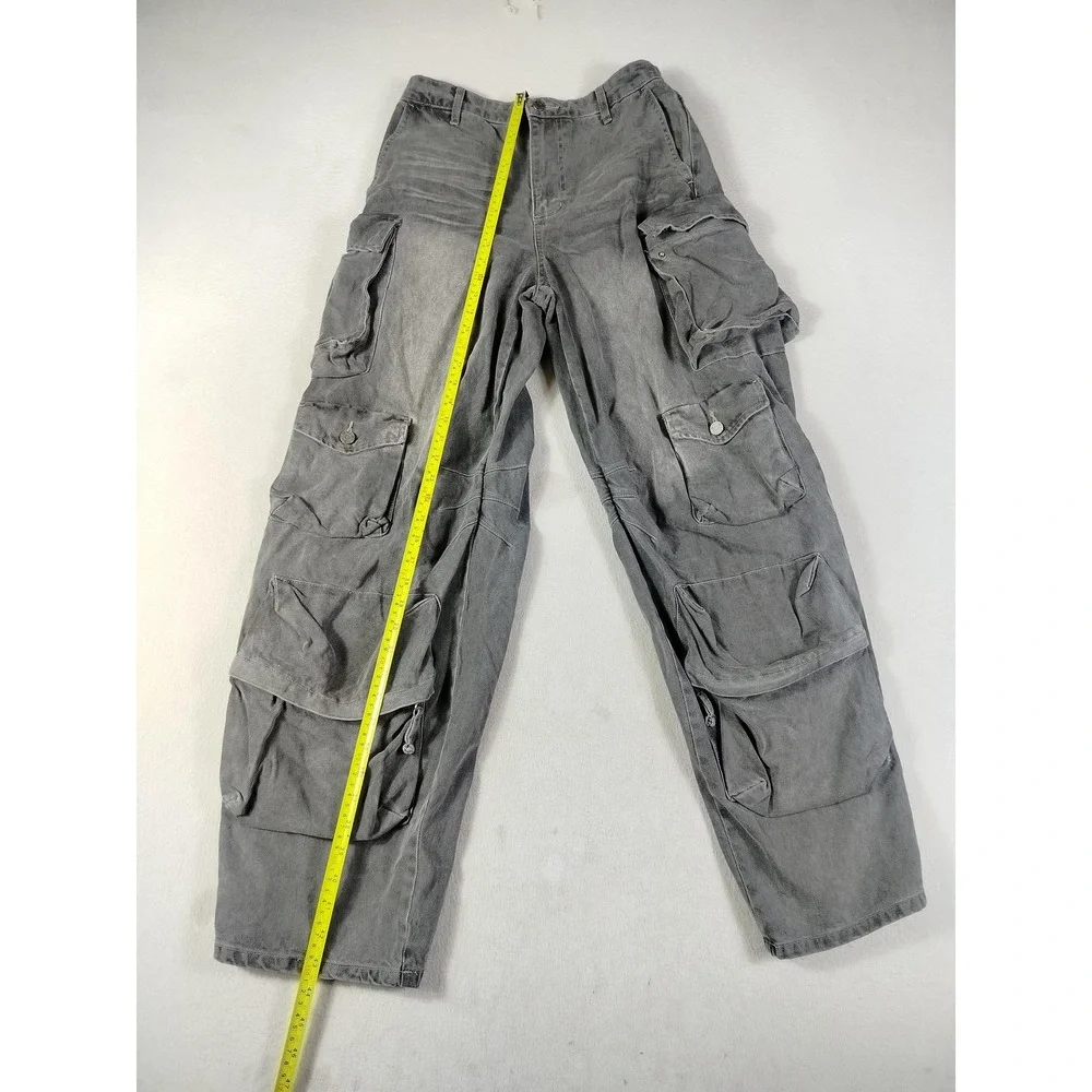 AFRM Jeans Womens 26 Gray Parker Cargo Baggy Streetwear Rave Wear Parachute Y2K